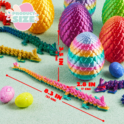 JOYIN 8-Pack 3D Printed Dragon Eggs with Laser Color Dragon