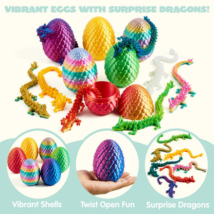 JOYIN 8-Pack 3D Printed Dragon Eggs with Laser Color Dragon