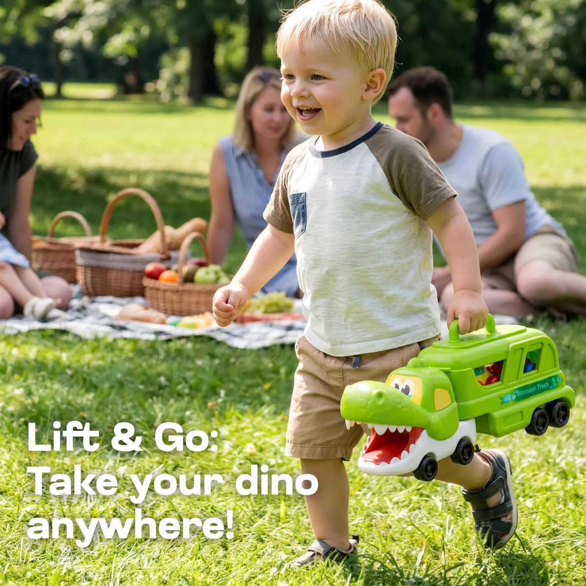 JOYIN Dinosaur Carrier Truck Toy with 3 Rubber Cars