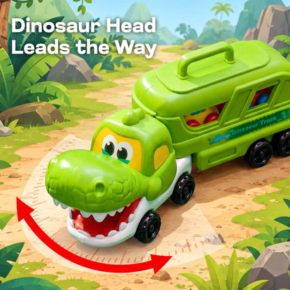JOYIN Dinosaur Carrier Truck Toy with 3 Rubber Cars