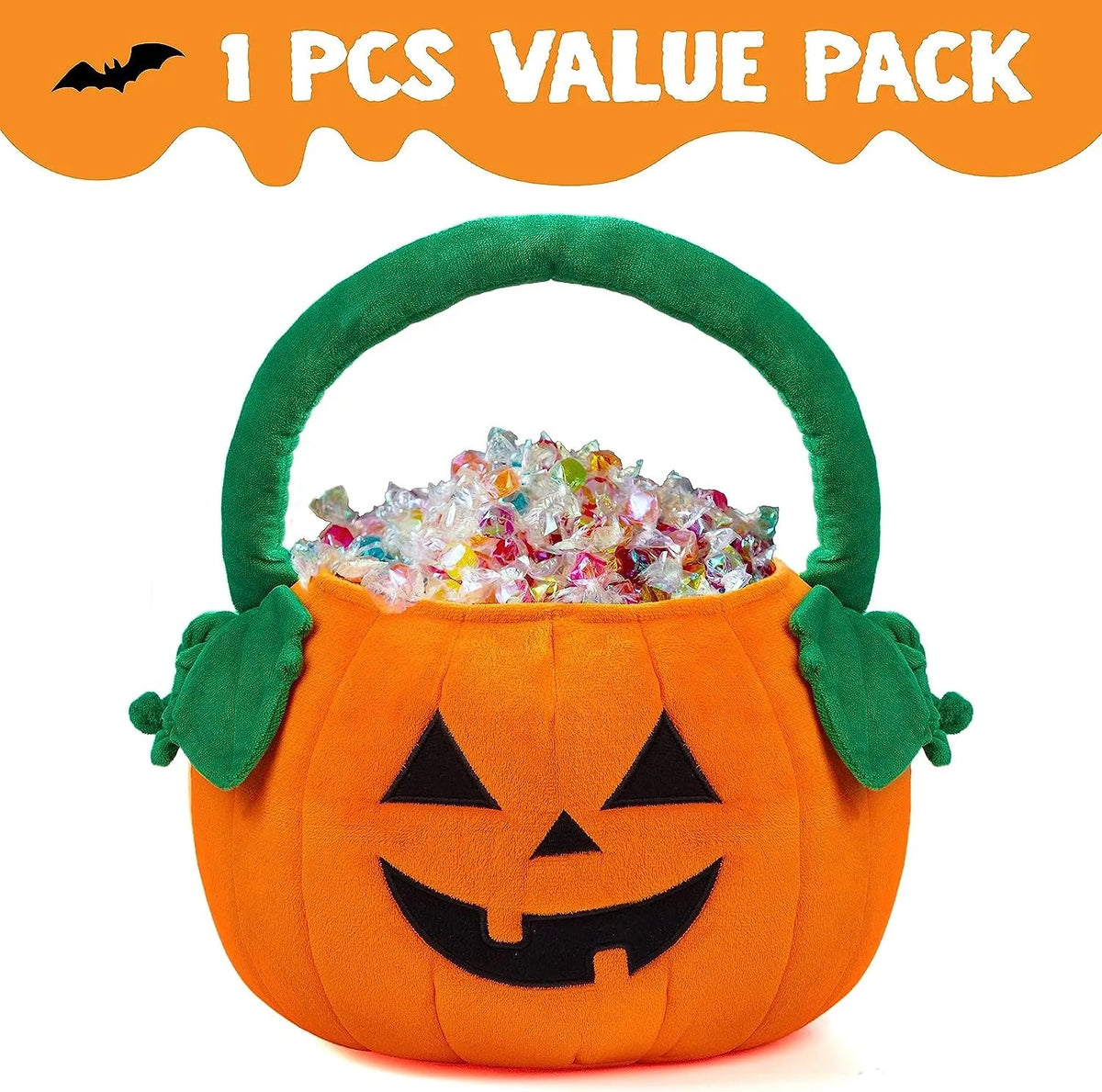 JOYIN Halloween Pumpkin Plush Tote Bag for Trick or Treat Candy