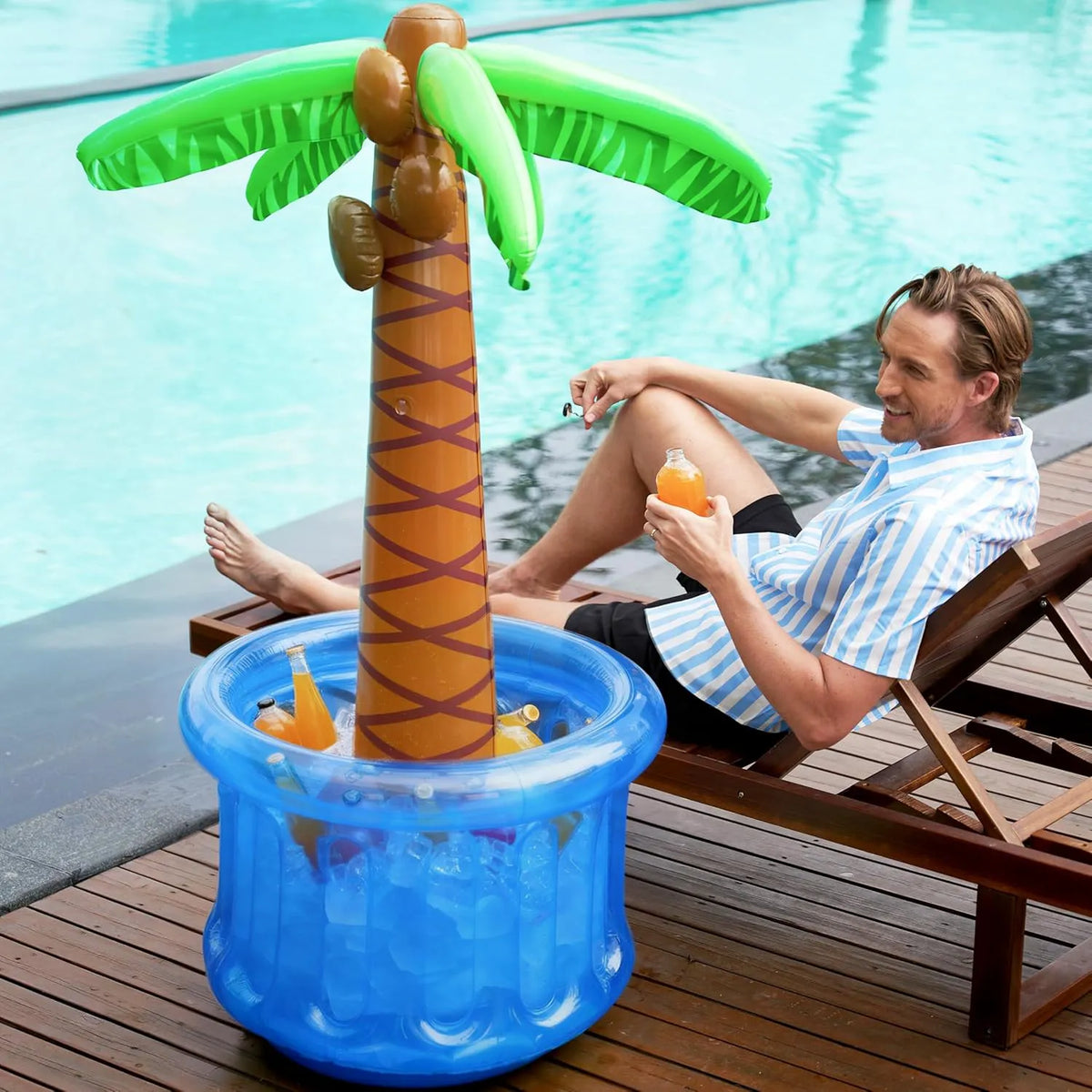 JOYIN 60-Inch Blue Inflatable Palm Tree Cooler