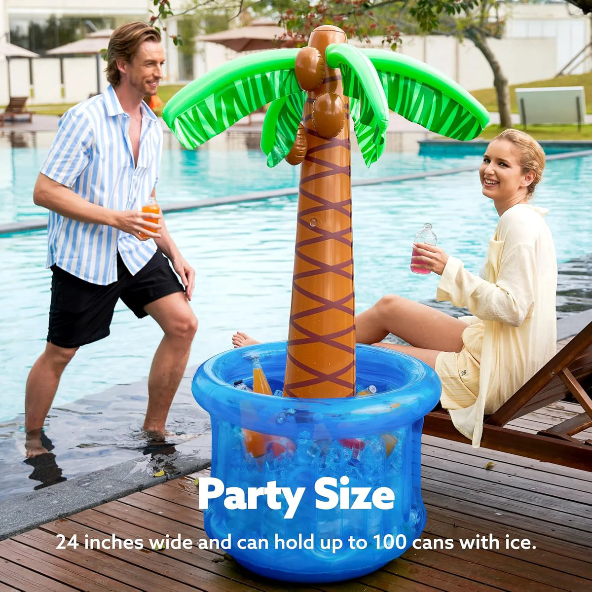 JOYIN 60-Inch Blue Inflatable Palm Tree Cooler