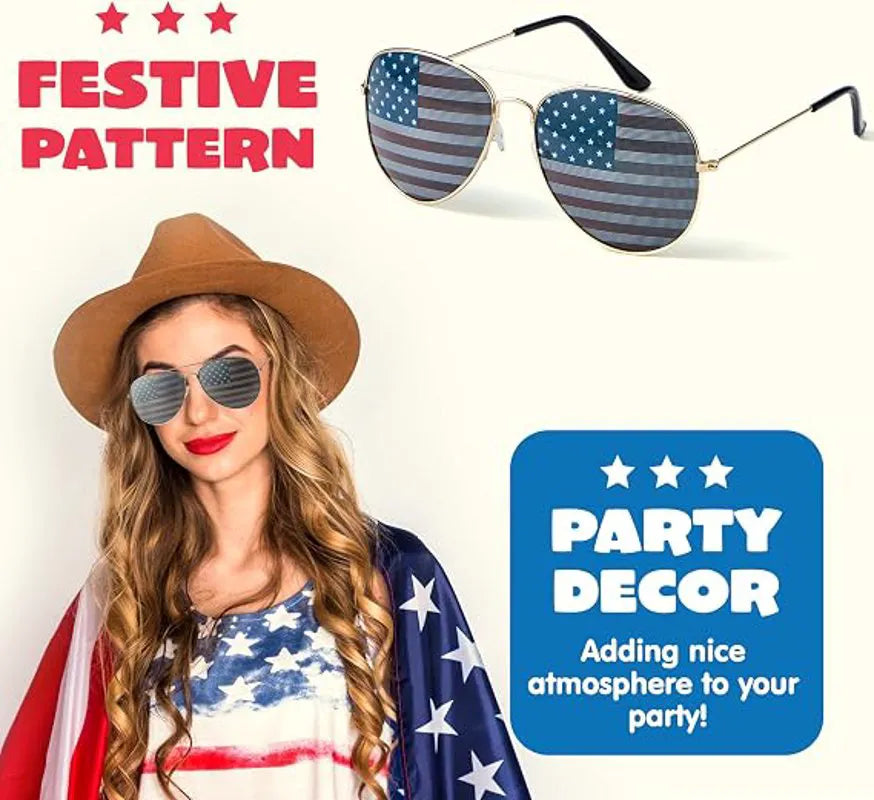 JOYIN Patriotic Sunglasses with Tri-Color Frames, 3 Pack for July 4th