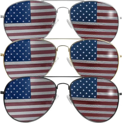 JOYIN Patriotic Sunglasses with Tri-Color Frames, 3 Pack for July 4th