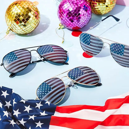 JOYIN Patriotic Sunglasses with Tri-Color Frames, 3 Pack for July 4th