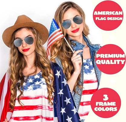 JOYIN Patriotic Sunglasses with Tri-Color Frames, 3 Pack for July 4th