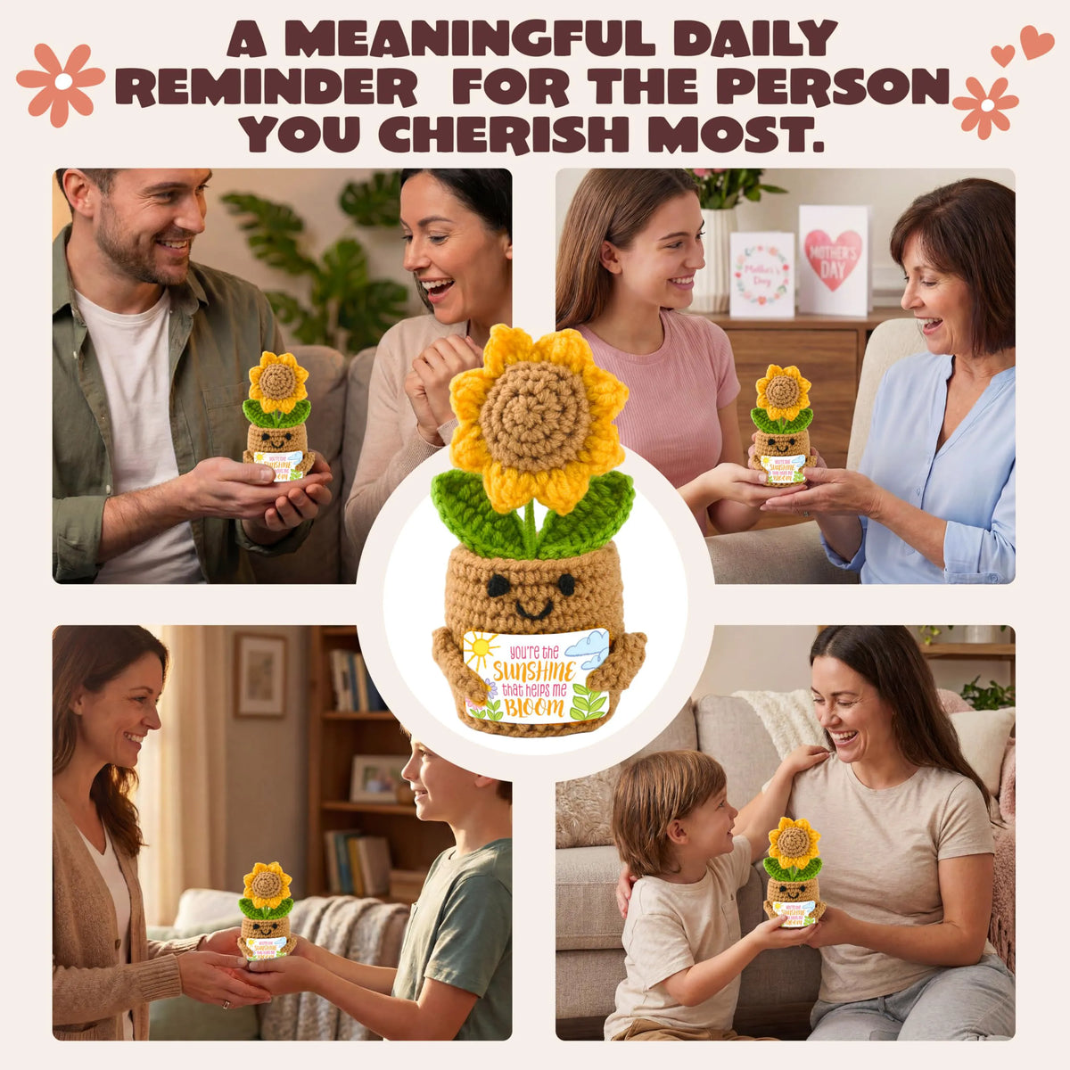 JOYIN Mini Sunflower Doll with Card, Funny Gift for Mom and Dad