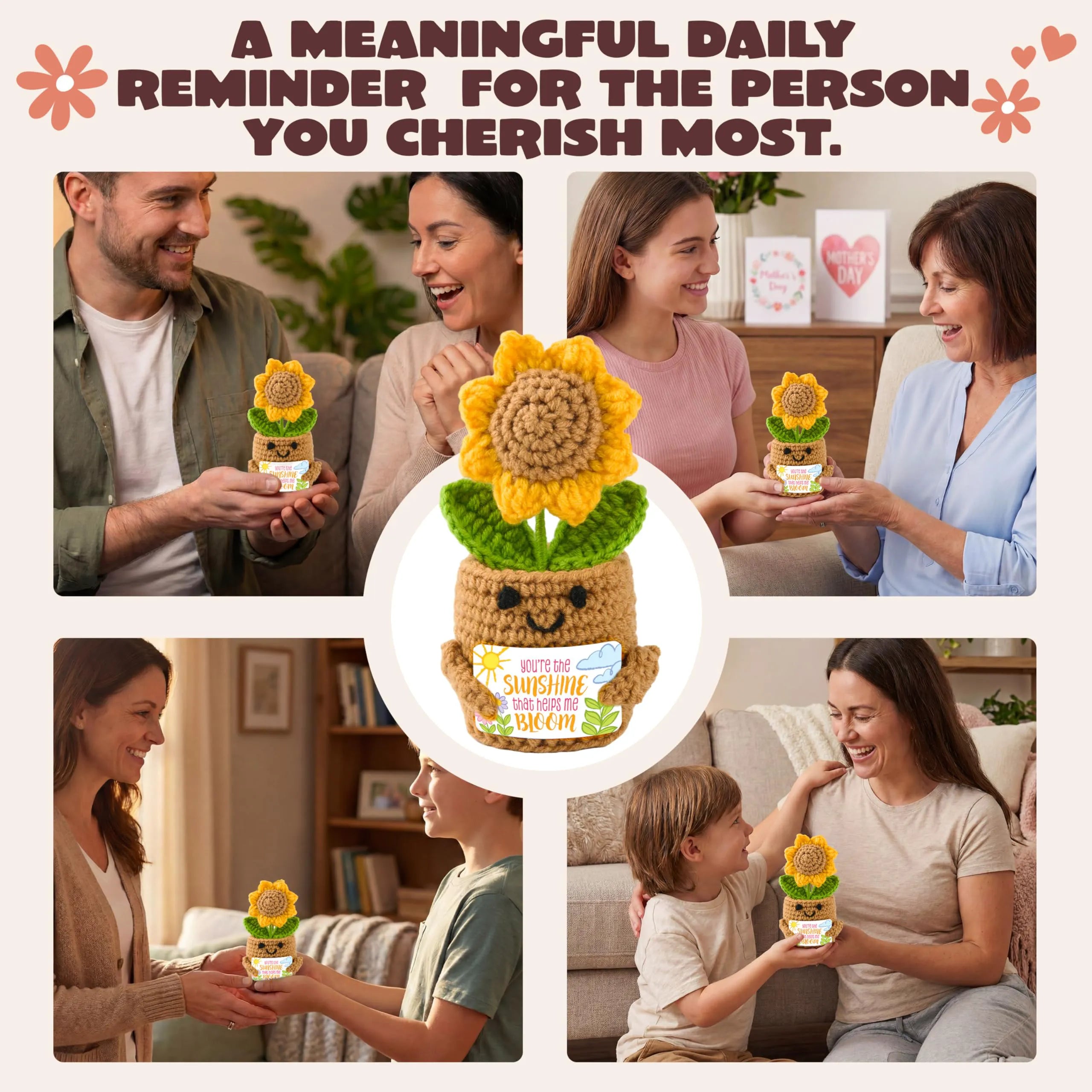 JOYIN Mini Sunflower Doll with Card, Funny Gift for Mom and Dad