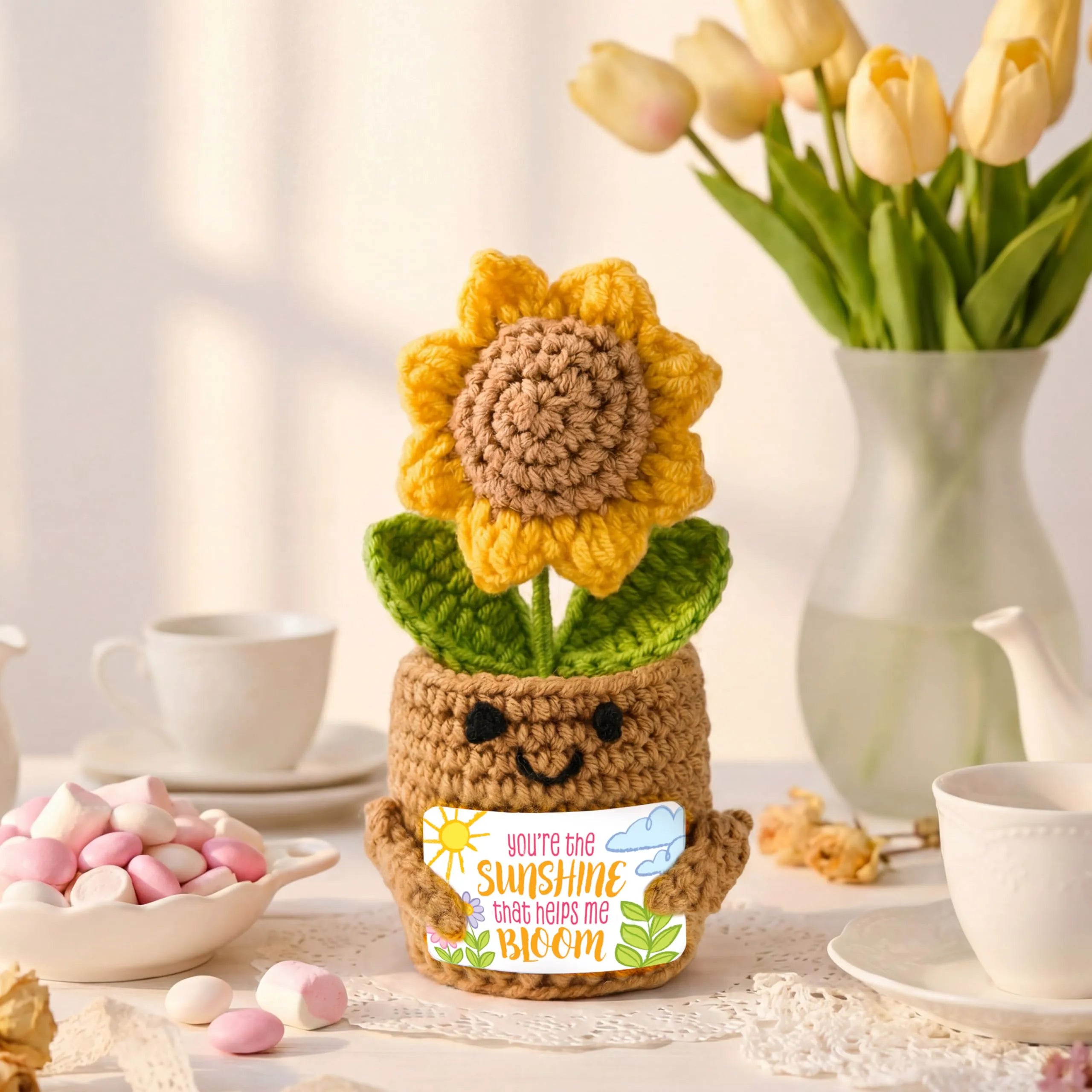 JOYIN Mini Sunflower Doll with Card, Funny Gift for Mom and Dad