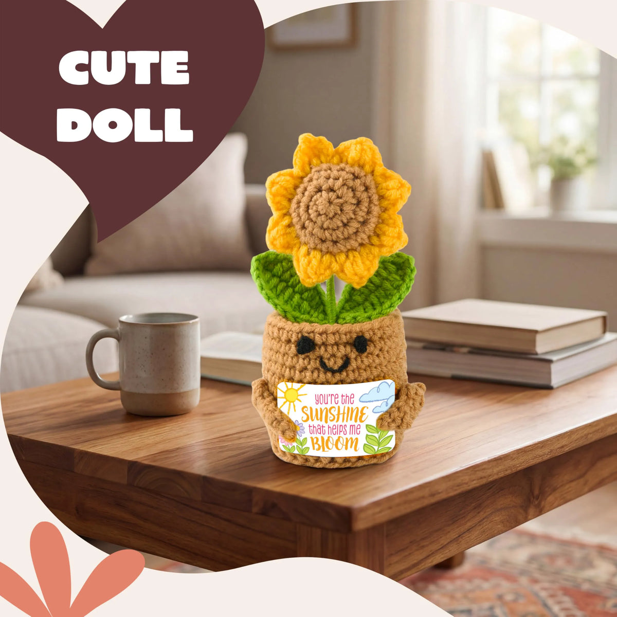 JOYIN Mini Sunflower Doll with Card, Funny Gift for Mom and Dad