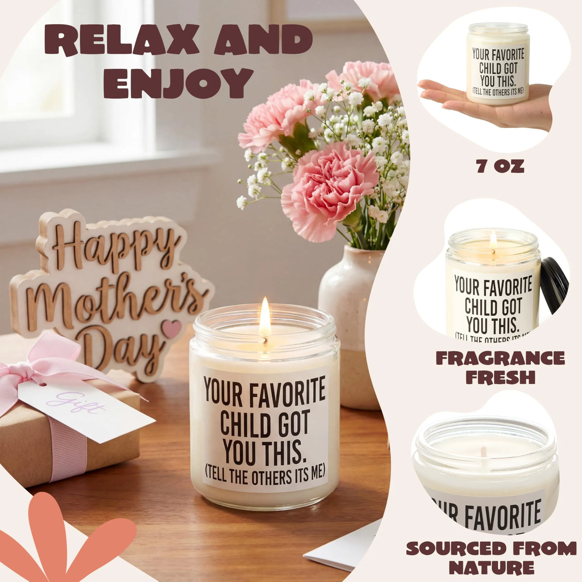 JOYIN Mother's Day Gifts for Mom, Lavender Scented Candle for Wife Women