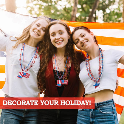 JOYIN Patriotic July 4th Beaded Necklaces with Holiday Pendants (24 Pack)