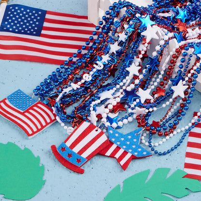 JOYIN Patriotic July 4th Beaded Necklaces with Holiday Pendants (24 Pack)