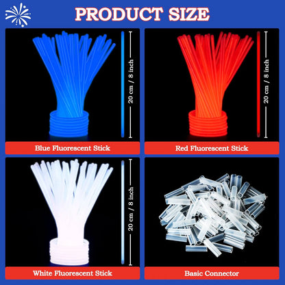 JOYIN Patriotic Red, White & Blue Light-Up Glow Party Supplies - 162 Pieces