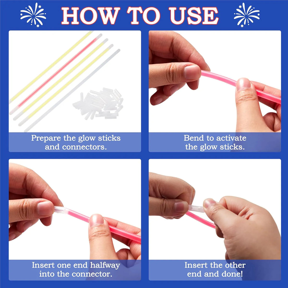 JOYIN Patriotic Red, White & Blue Light-Up Glow Party Supplies - 162 Pieces