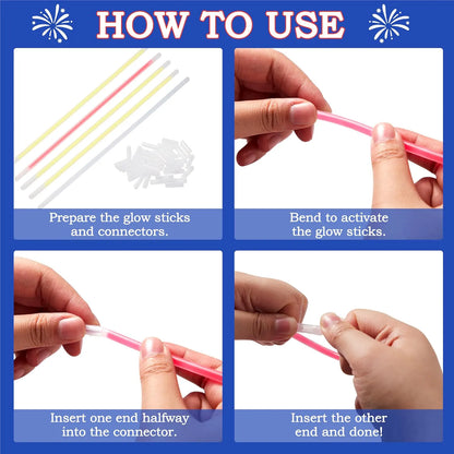 JOYIN Patriotic Red, White & Blue Light-Up Glow Party Supplies - 162 Pieces