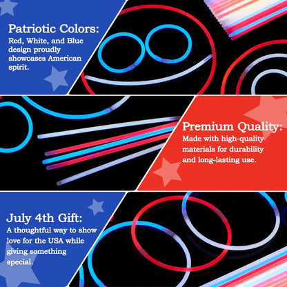 JOYIN Patriotic Red, White & Blue Light-Up Glow Party Supplies - 162 Pieces