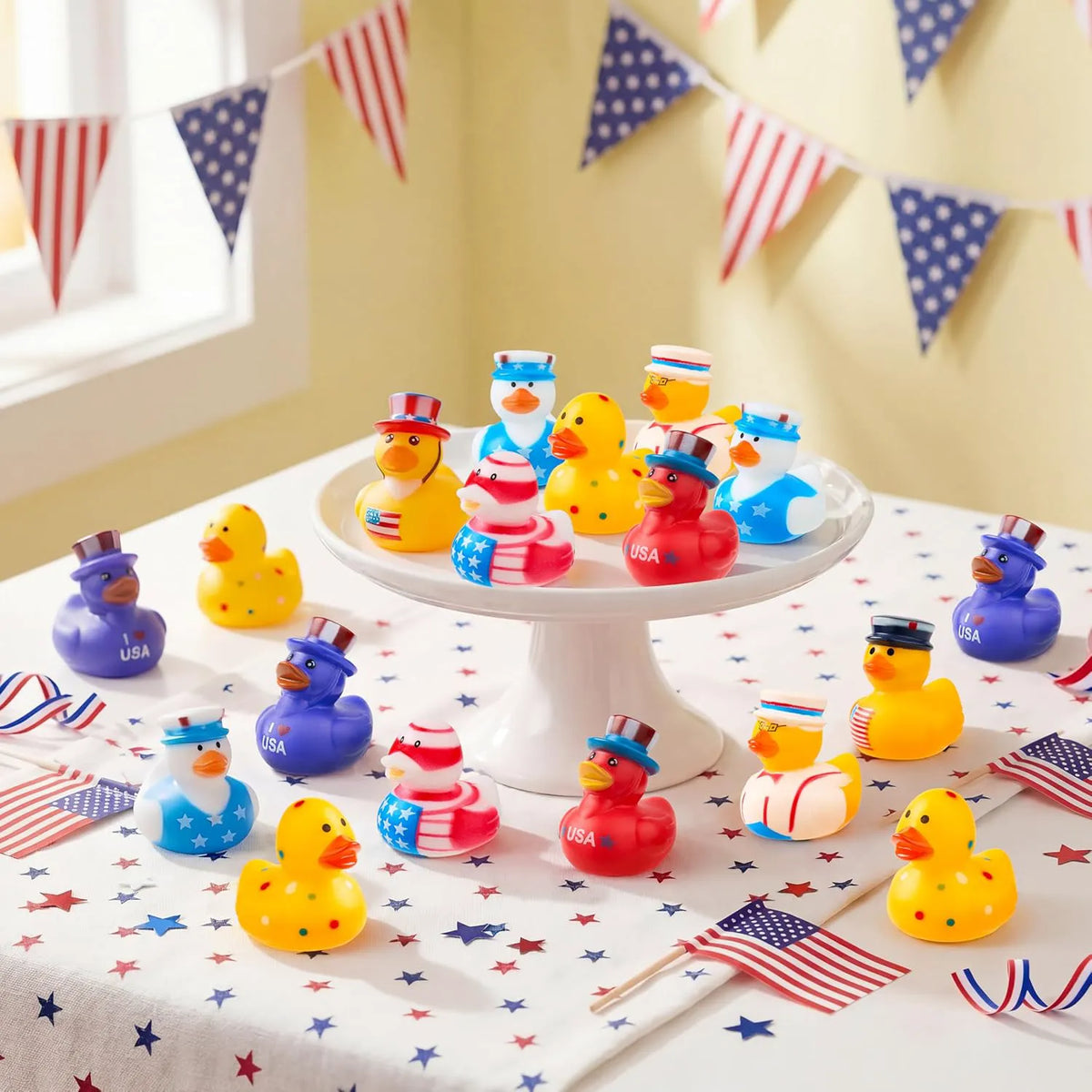 JOYIN Patriotic Red, White & Blue Rubber Ducks Toy Set - 24 Pcs