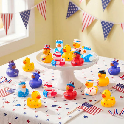 JOYIN Patriotic Red, White & Blue Rubber Ducks Toy Set - 24 Pcs