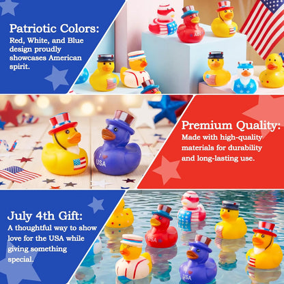 JOYIN Patriotic Red, White & Blue Rubber Ducks Toy Set - 24 Pcs