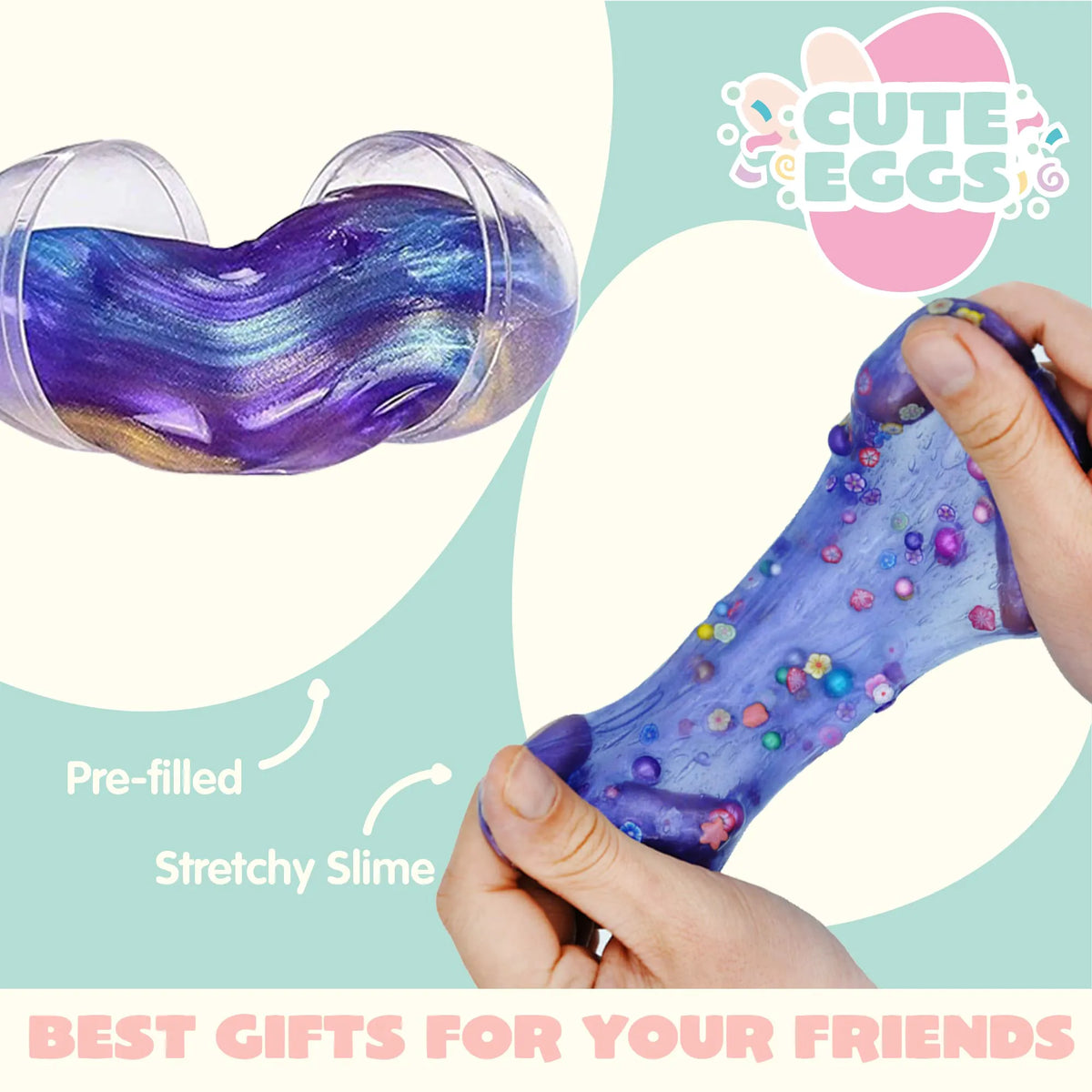 Joyin 12 Pcs Prefilled Easter Eggs with Galaxy Slime & Toys