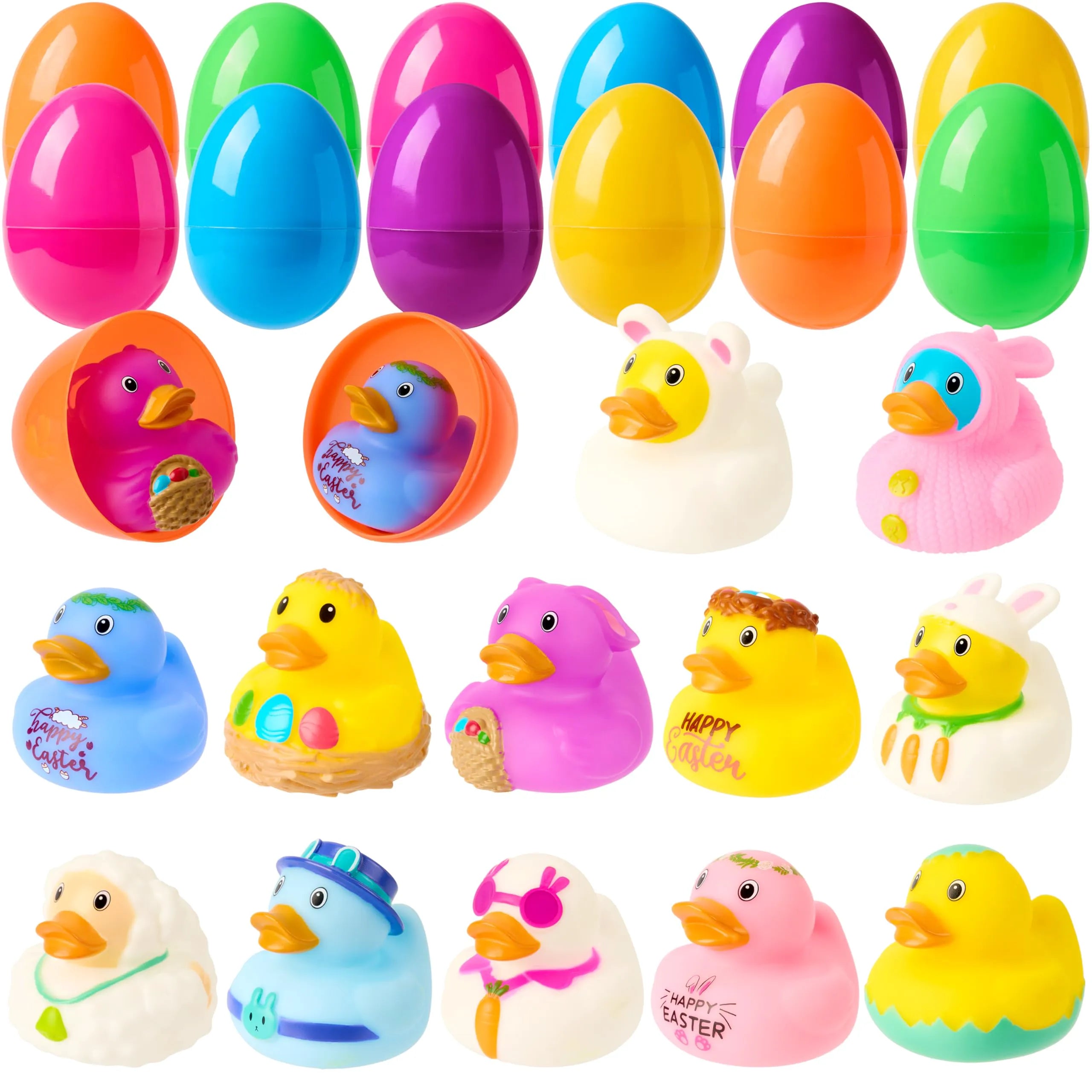 Joyin 12-Pack Prefilled Easter Eggs with Rubber Ducks