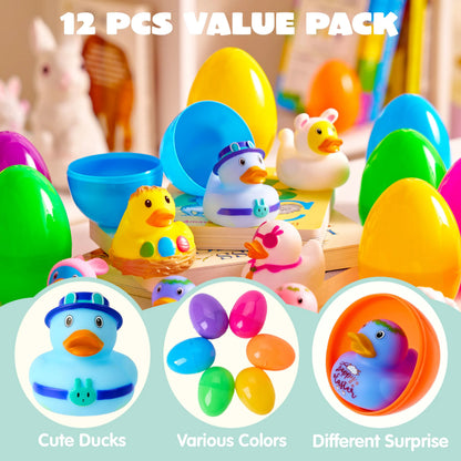 Joyin 12-Pack Prefilled Easter Eggs with Rubber Ducks