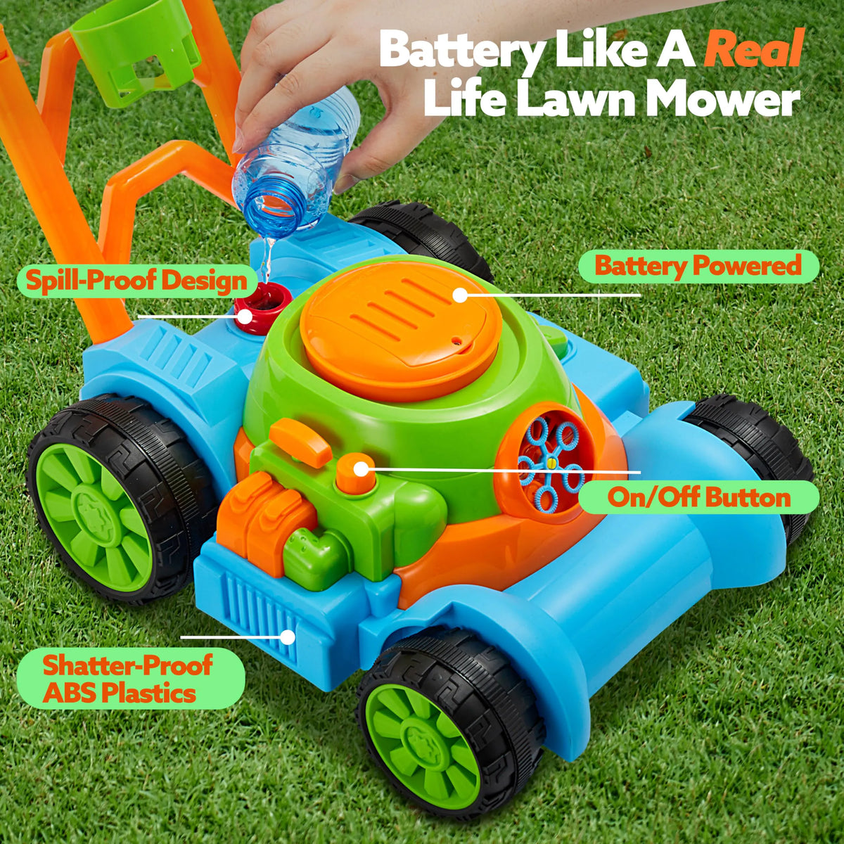 Joyin Spill-Proof Bubble Lawn Mower Toy for Toddlers