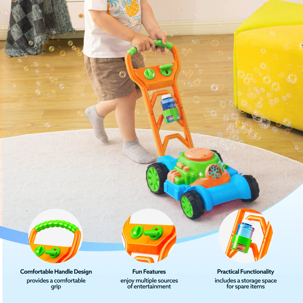 Joyin Spill-Proof Bubble Lawn Mower Toy for Toddlers