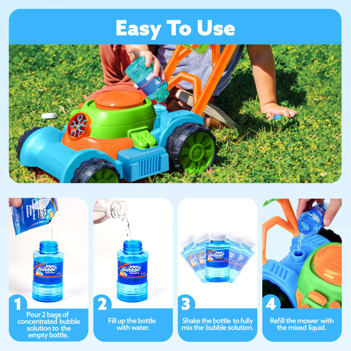 Joyin Spill-Proof Bubble Lawn Mower Toy for Toddlers