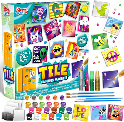 KLEVER KITS Magnetic Tile Painting Kit, 24 Pieces