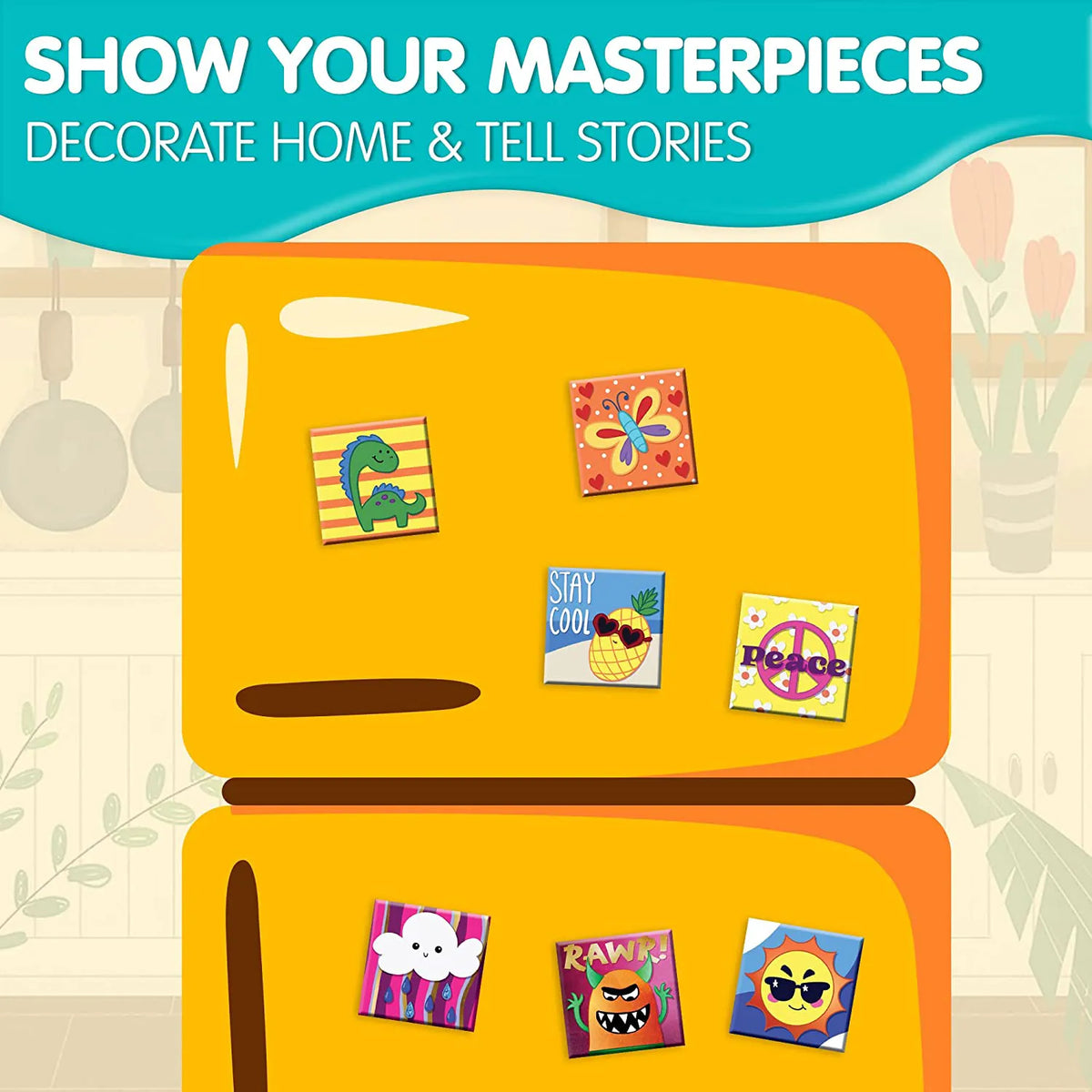 KLEVER KITS Magnetic Tile Painting Kit, 24 Pieces