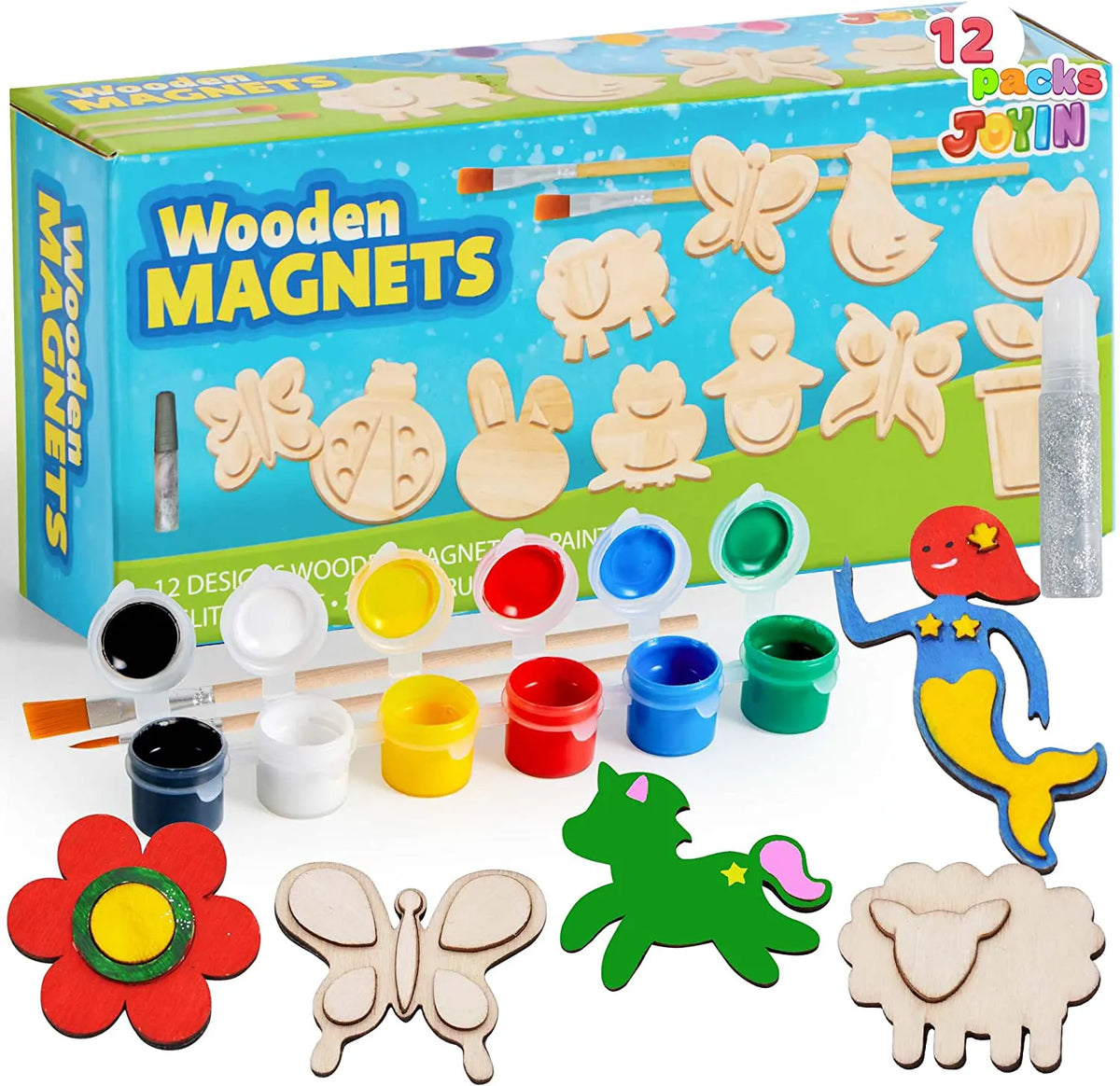 12 Wooden Magnets - Klever Kits