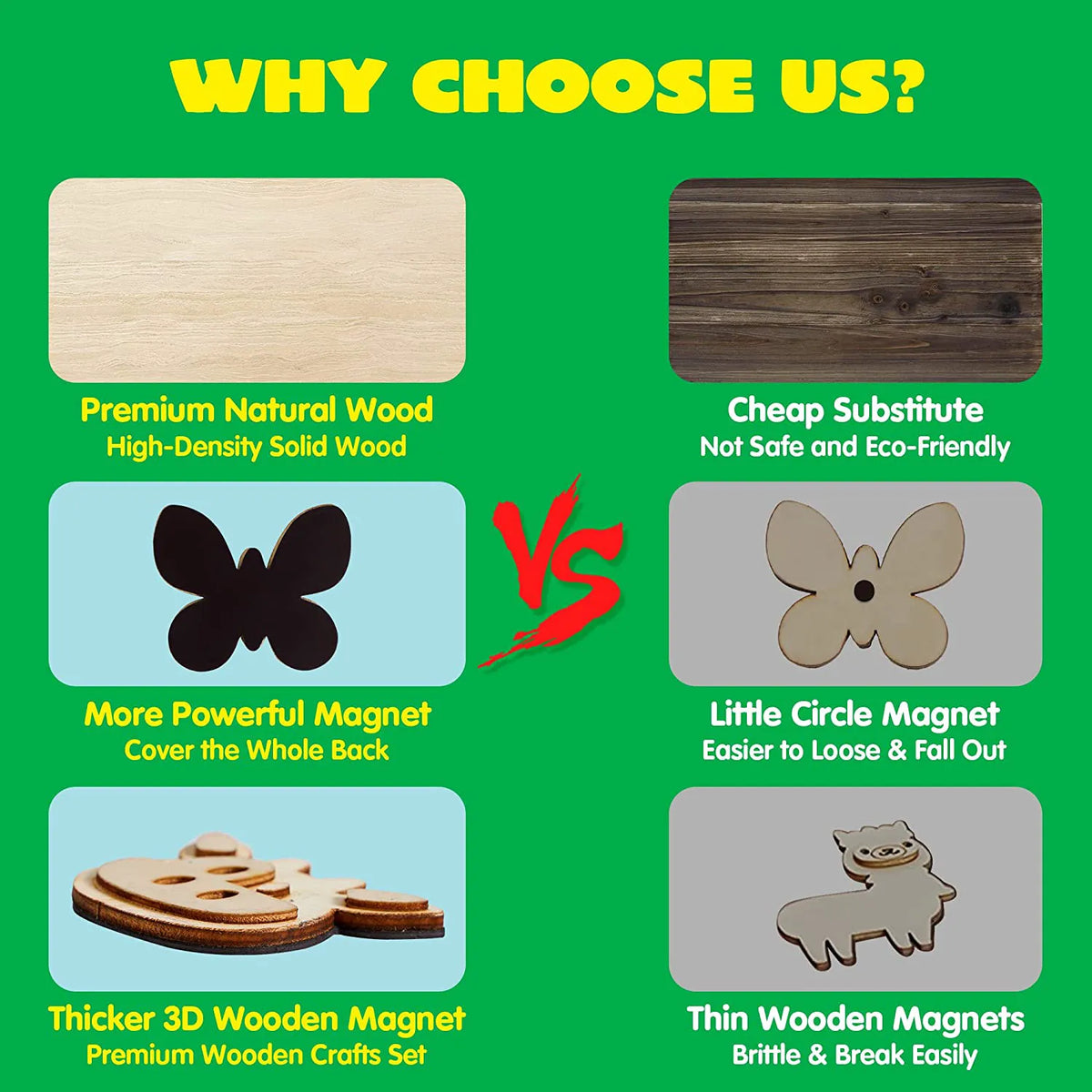 12 Wooden Magnets - Klever Kits