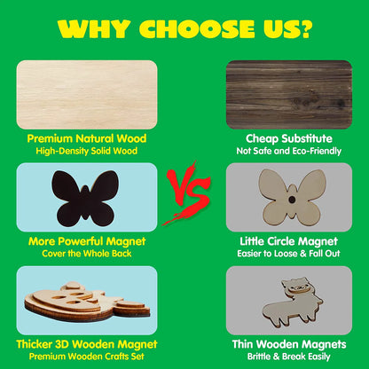 12 Wooden Magnets - Klever Kits