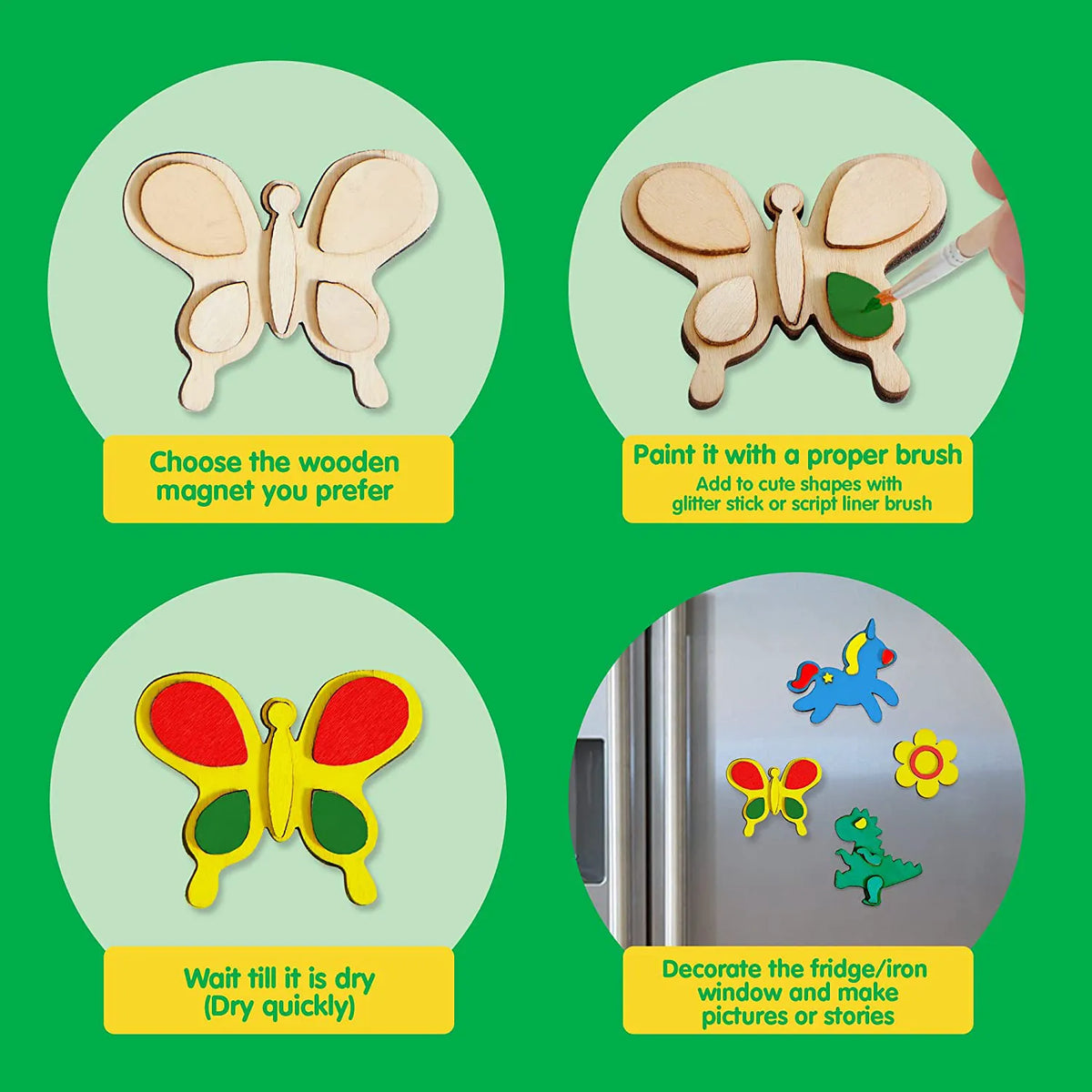 12 Wooden Magnets - Klever Kits