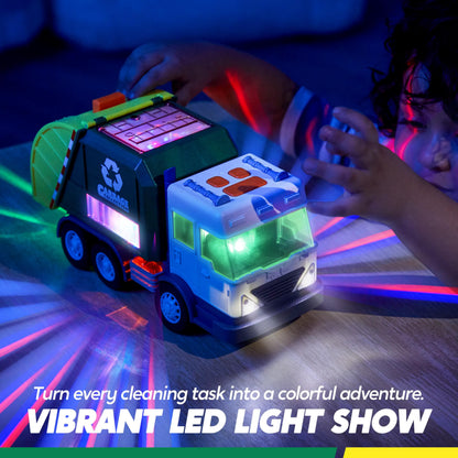 LED Garbage Truck Toy Set with Lights and Sounds