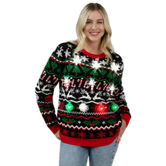 LED Ugly Christmas Sweater with Built-in Light Bulbs for Men and Women