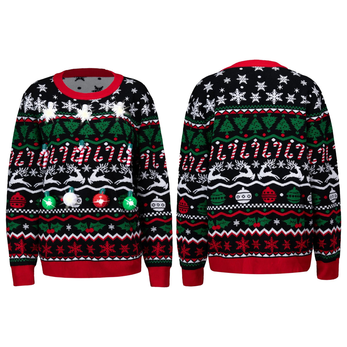LED Ugly Christmas Sweater with Built-in Light Bulbs for Men and Women
