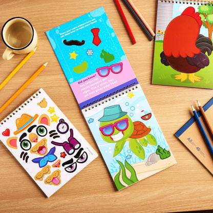 Make-a-Face Reusable Sticker Books 3-Pack: Safari, Farm & Sea Animals