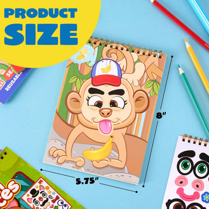 Make-a-Face Reusable Sticker Books 3-Pack: Safari, Farm & Sea Animals