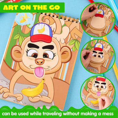 Make-a-Face Reusable Sticker Books 3-Pack: Safari, Farm & Sea Animals