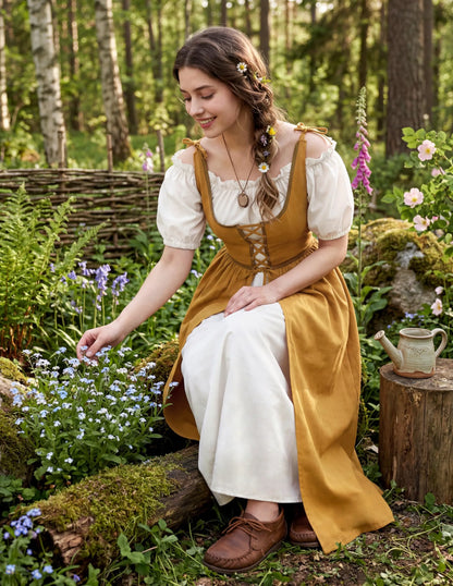 Medieval Renaissance Maxi Dress for Women - Halloween Peasant Costume