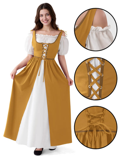 Medieval Renaissance Maxi Dress for Women - Halloween Peasant Costume