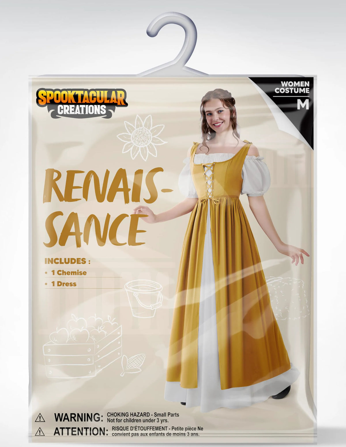 Medieval Renaissance Maxi Dress for Women - Halloween Peasant Costume