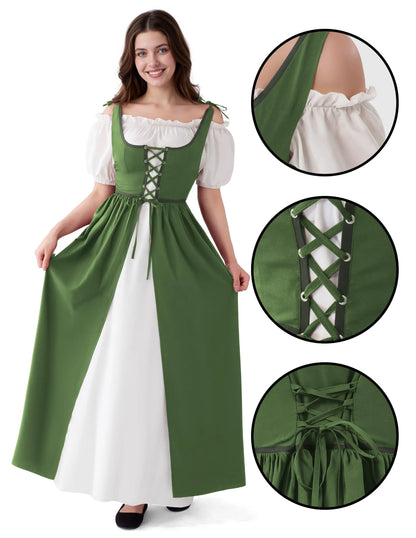 Medieval Renaissance Peasant Maxi Dress for Women