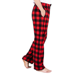 Men's Red & Black Plaid Fleece Pajama Pants