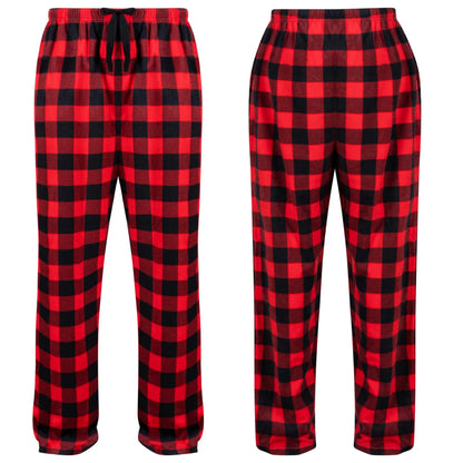 Men's Red & Black Plaid Fleece Pajama Pants
