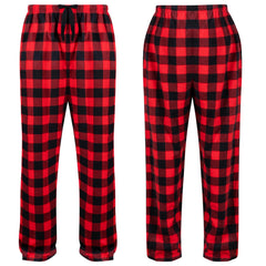 Men's Red & Black Plaid Fleece Pajama Pants